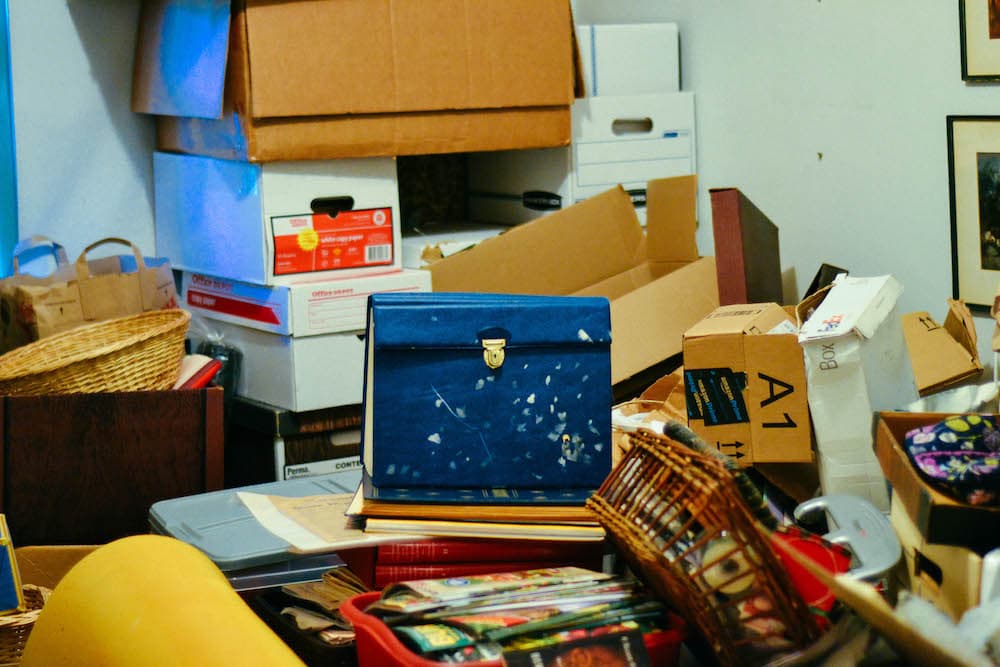 A pit of discarded belongings